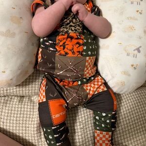 Camo Patchwork Baby Set - Orange and Brown